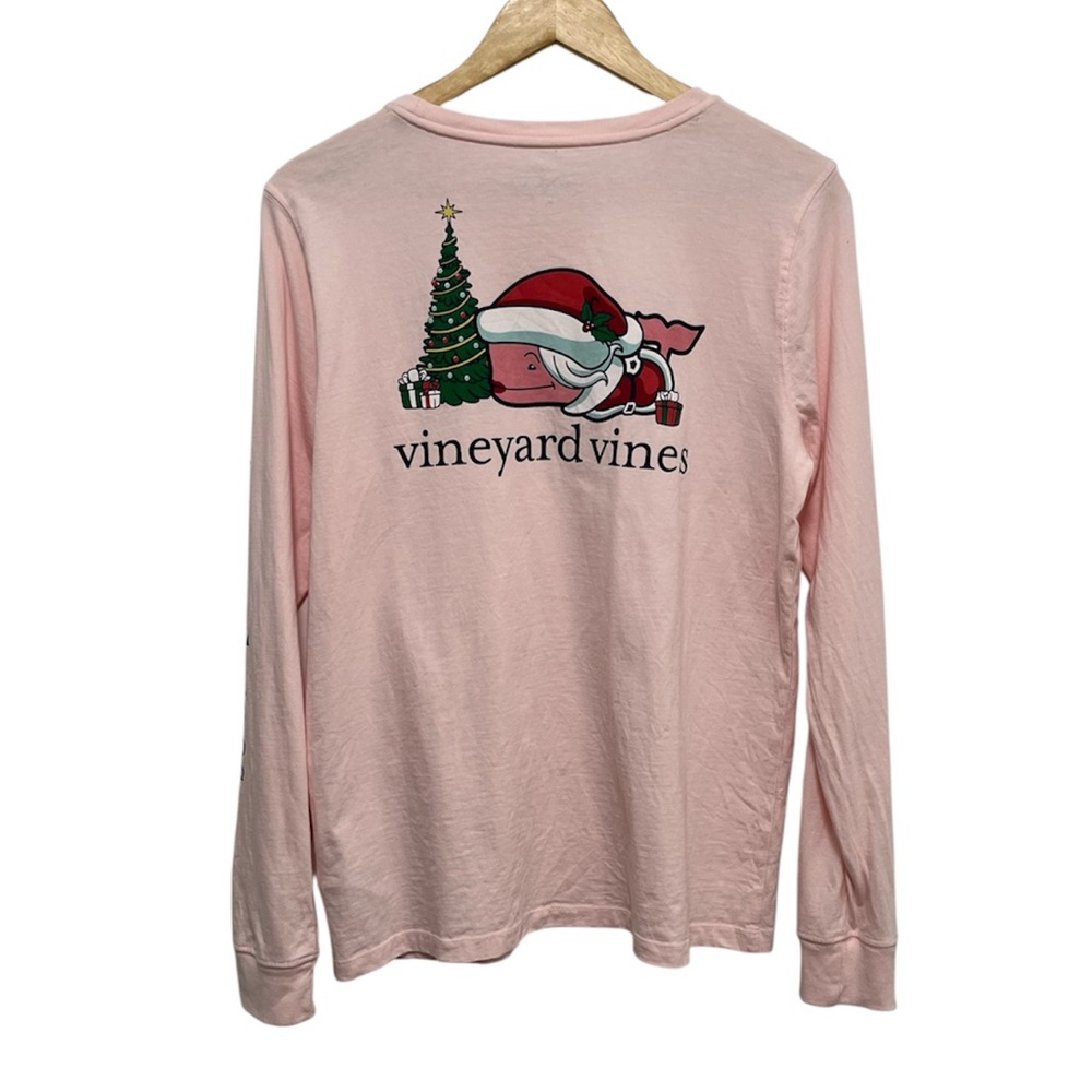 VINYARD VINES Mrs. Clause Pink Christmas Long Sleeve Cotton T Shirt Size M NWOT